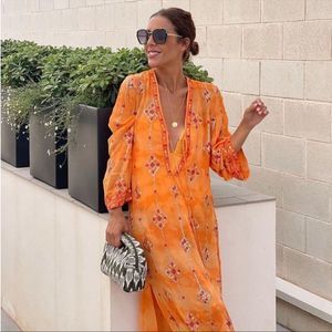 Zara Orange Patterned Dress